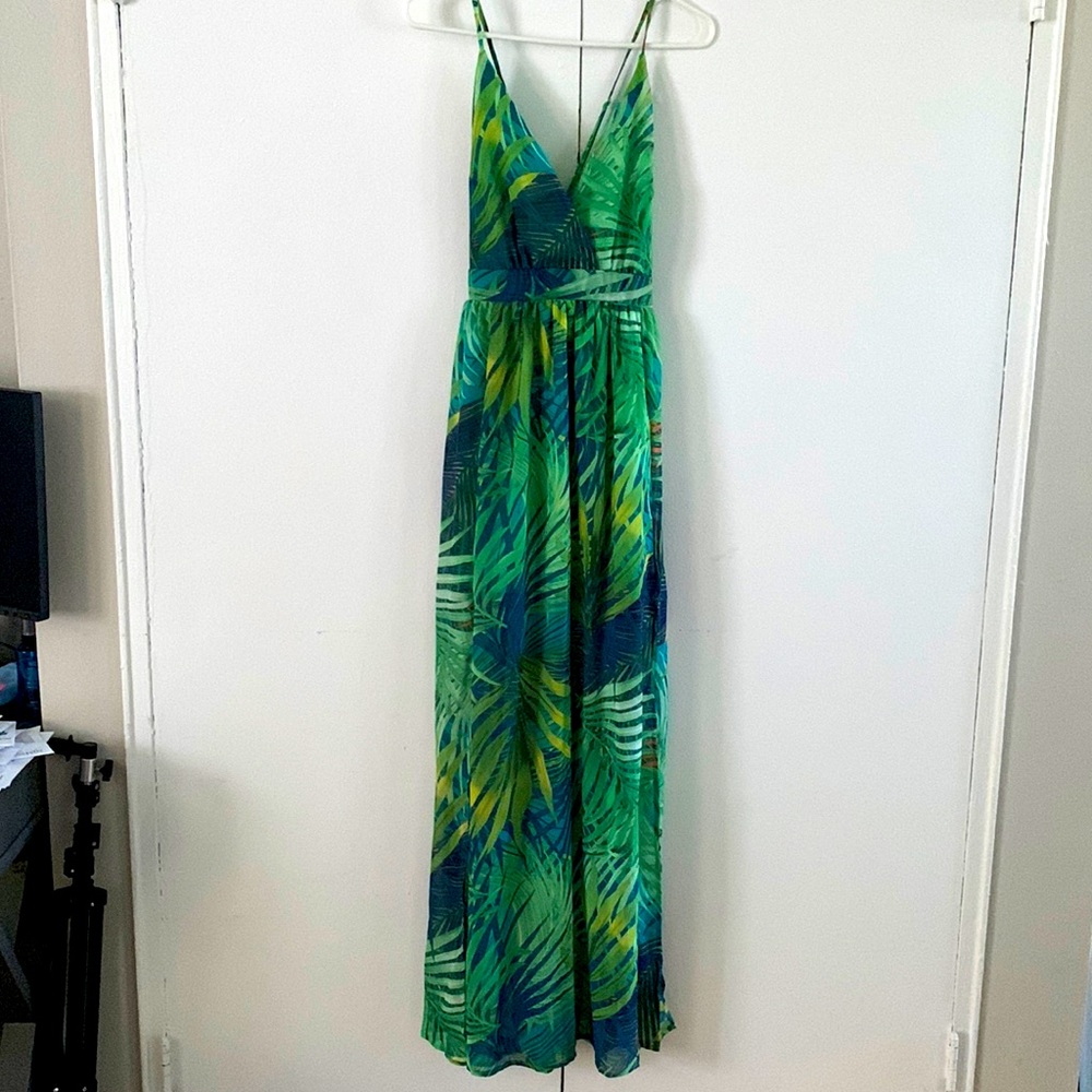 Green Tropical Maxi Dress